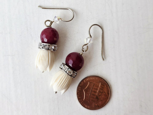 Ruby Quartz earrings with crystals