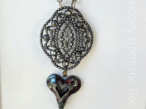 Heart pendant in mixed media
