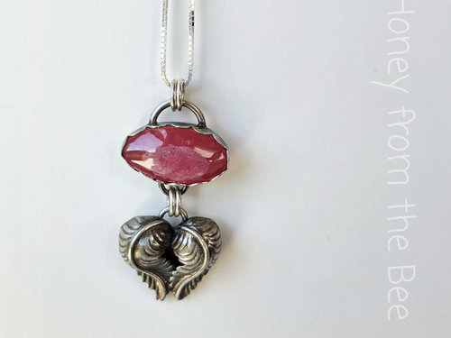 Rhodochrosite pendant in sterling silver