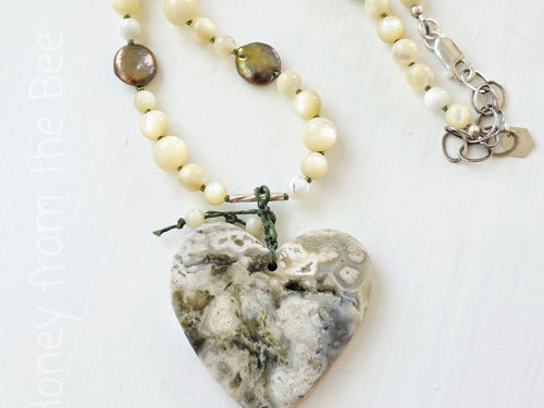 Ocean Jasper necklace in green and cream