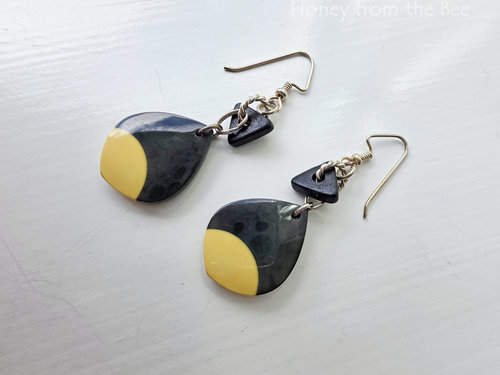 Mixed Media earrings in black and cream