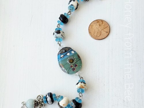 Aqua ocean inspired bracelet with agate beads
