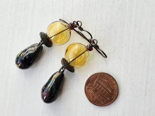 Fall earrings in yellow and red