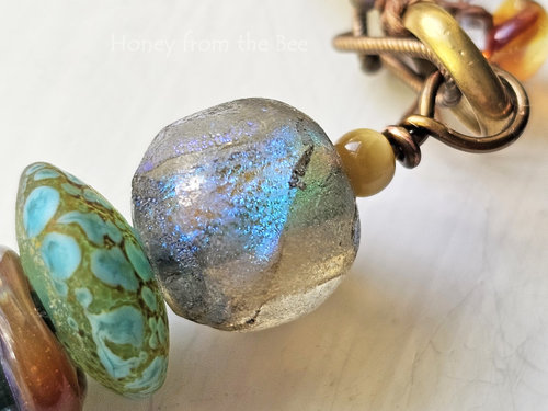 Basha bead necklace in shades of blue green