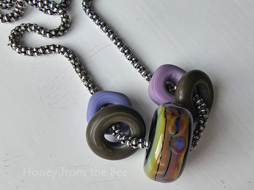 Lori Lochner lampwork focal on sterling silver chain