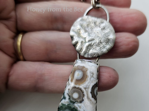 One of a kind Ocean Jasper and sterling silver pendant necklace.