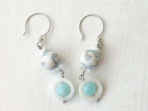 Sky Blue and white earrings