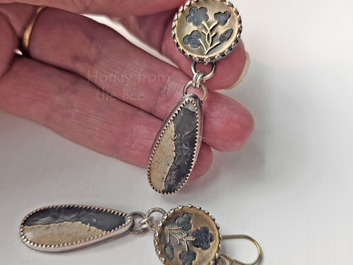 Antique perfume buttons are the perfect accent to the gemstone dangles
