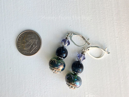 Teal and lavender earrings