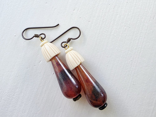 Vintage Lucite earrings shaped like mushrooms