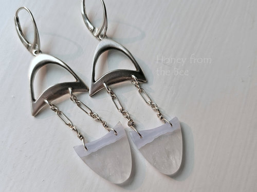 Blue lace agate and sterling silver earrings