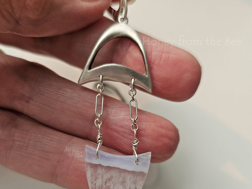 Blue lace agate earrings with sterling silver