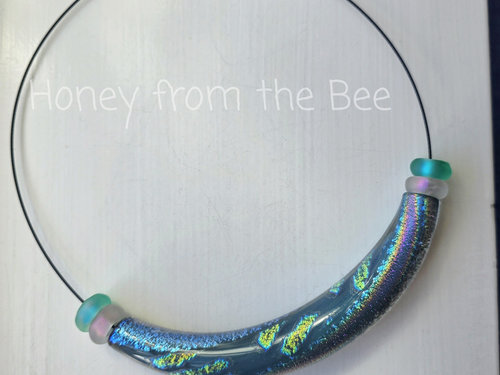 Dichroic Glass necklace with tube by Olive Glass