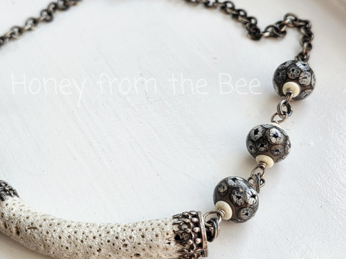 Black and white statement necklace