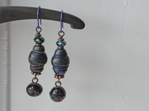 dangle earrings with antique faceted ball button