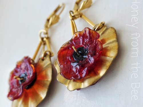 Veteran's Day earrings feature red poppies