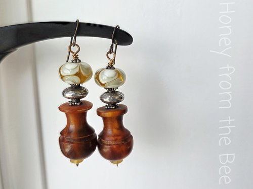 Sinuous Earrings feature lampwork and sterling silver