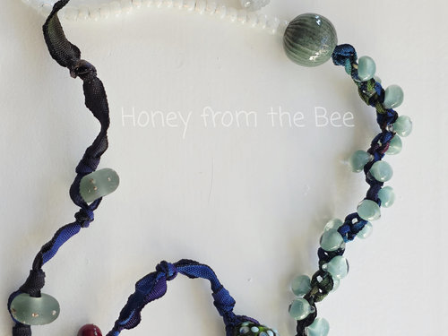 Silk ribbon and lampwork necklace