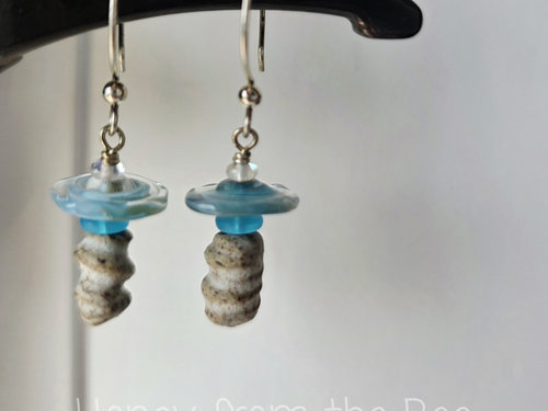 Sky blue and white earrings