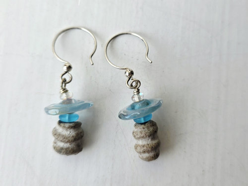 Ceramic earrings in blue and white