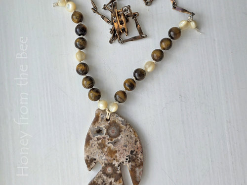 Angelfish necklace features ocean jasper and tiger eye