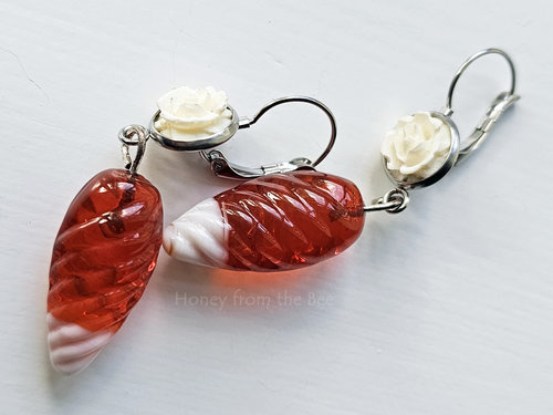 White Rose Earrings