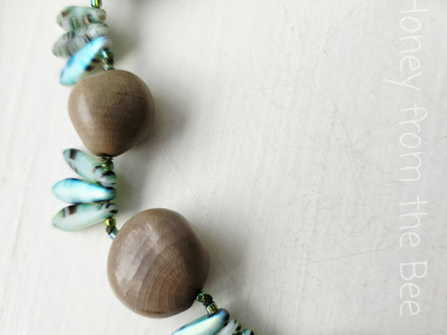 Tagua nut and glass necklace