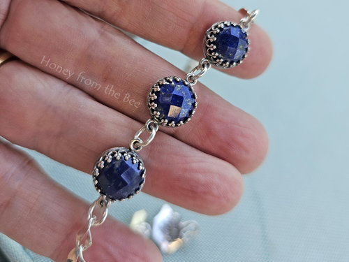 Silver and gemstone bracelet in navy and silver