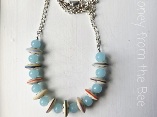 Summer necklace in blues and oranges