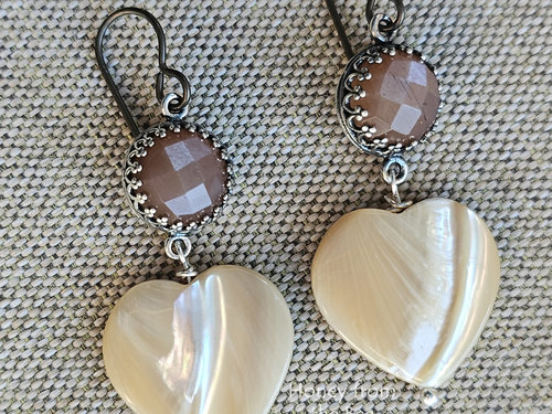 Mother of Pearl Heart Earrings