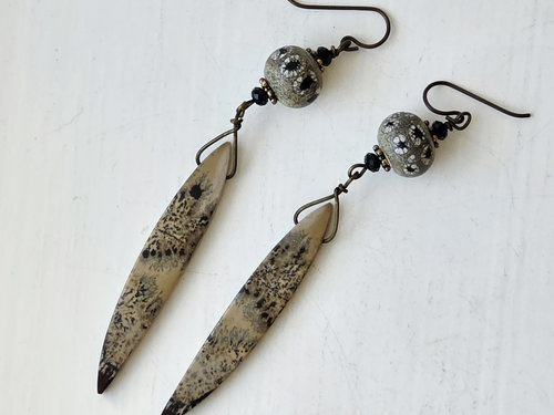 Chohua Jasper earrings with lampwork