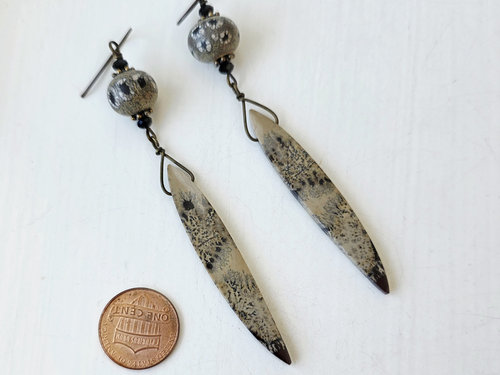 Tribal style earrings in black and tan