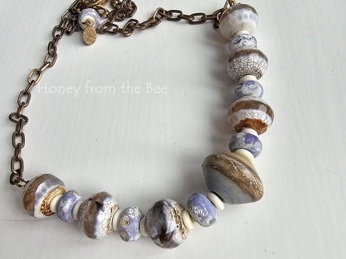 Brazilian Striped Agate necklace with lampwork focal