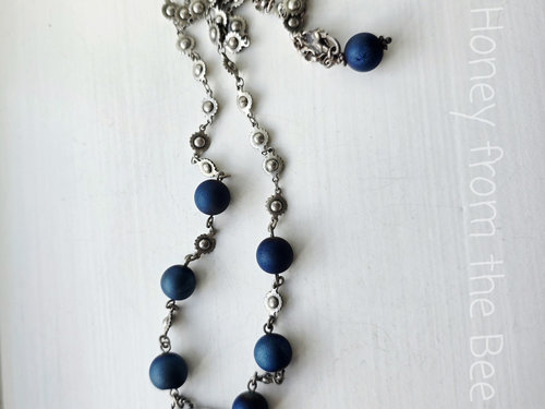 Western inspired necklace in silver, blue and brown
