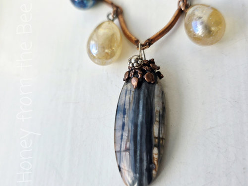 Picasso Jasper necklace with vintage glass