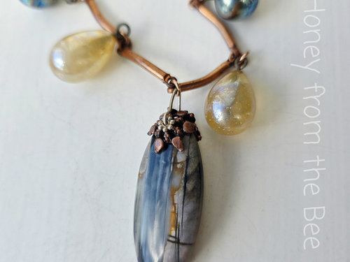 Jasper necklace in blue and yellow