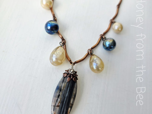 Picasso Jasper necklace with vintage glass drops