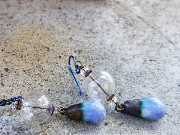 Rustic blue drop earrings