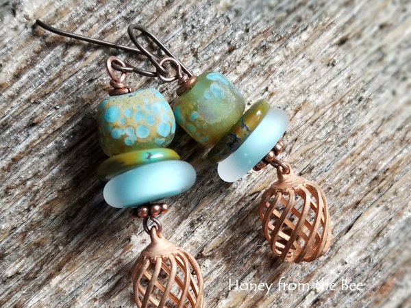 Ocean inspired earrings, copyright  Honey from the Bee