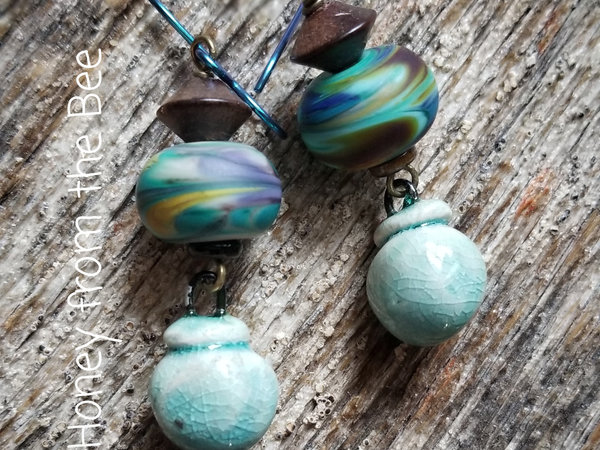 Aqua Lampwork earrings