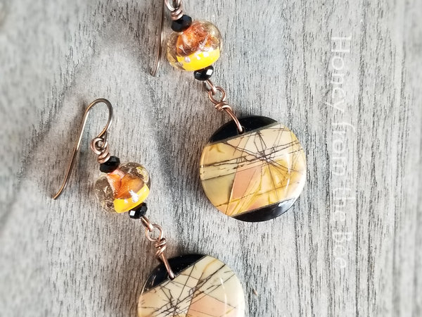 black and orange earrings