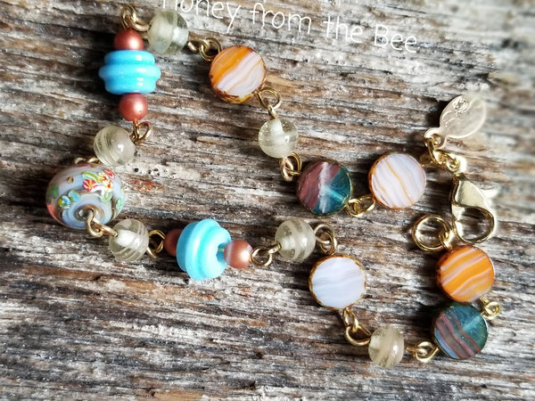 Orange and aqua bracelet