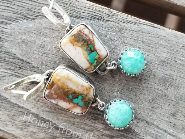 Brown and turquoise earrings