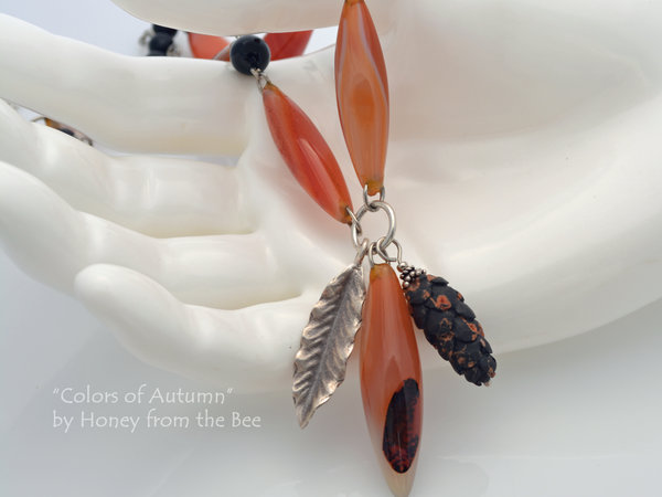 Orange and Black Autumn necklace
