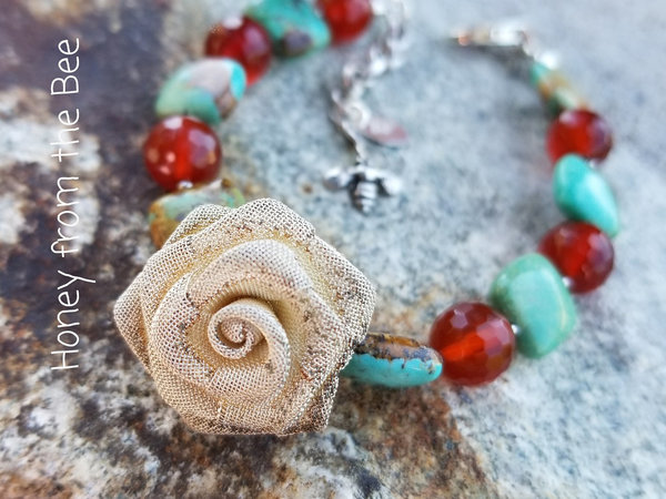 Carnelian and turquoise bracelet