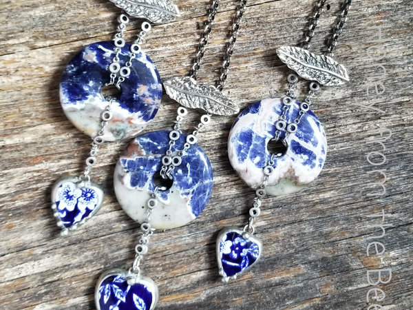 Blue and White Statement necklaces