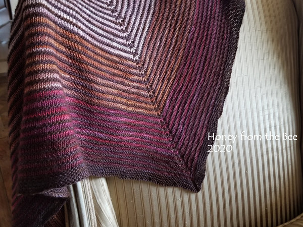 Shawl with burgundy, pink and tan shades