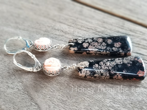 Snowflake Obsidian earrings