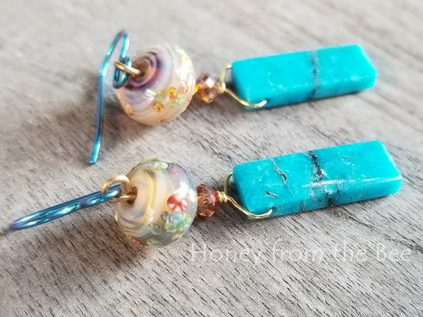 Copper and turquoise earrings