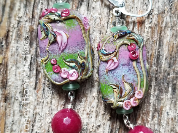 Green and Fuchsia earrings